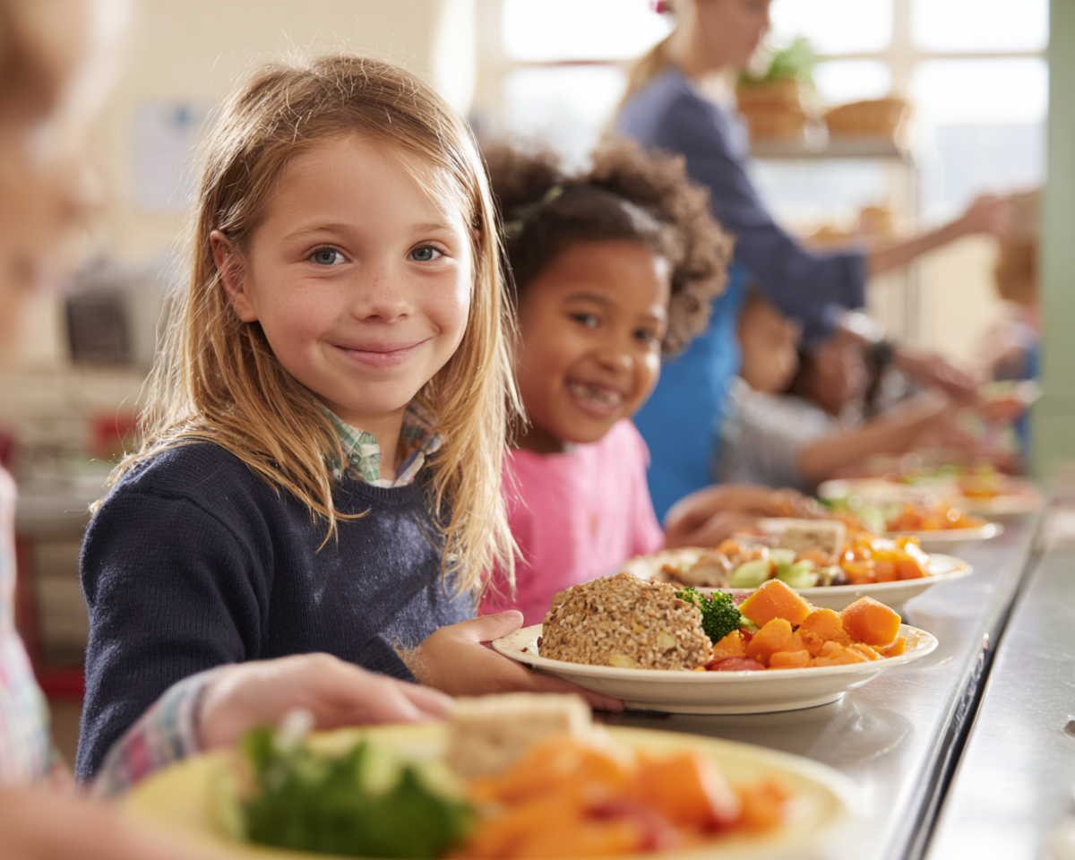 Children eating a healthy meal together