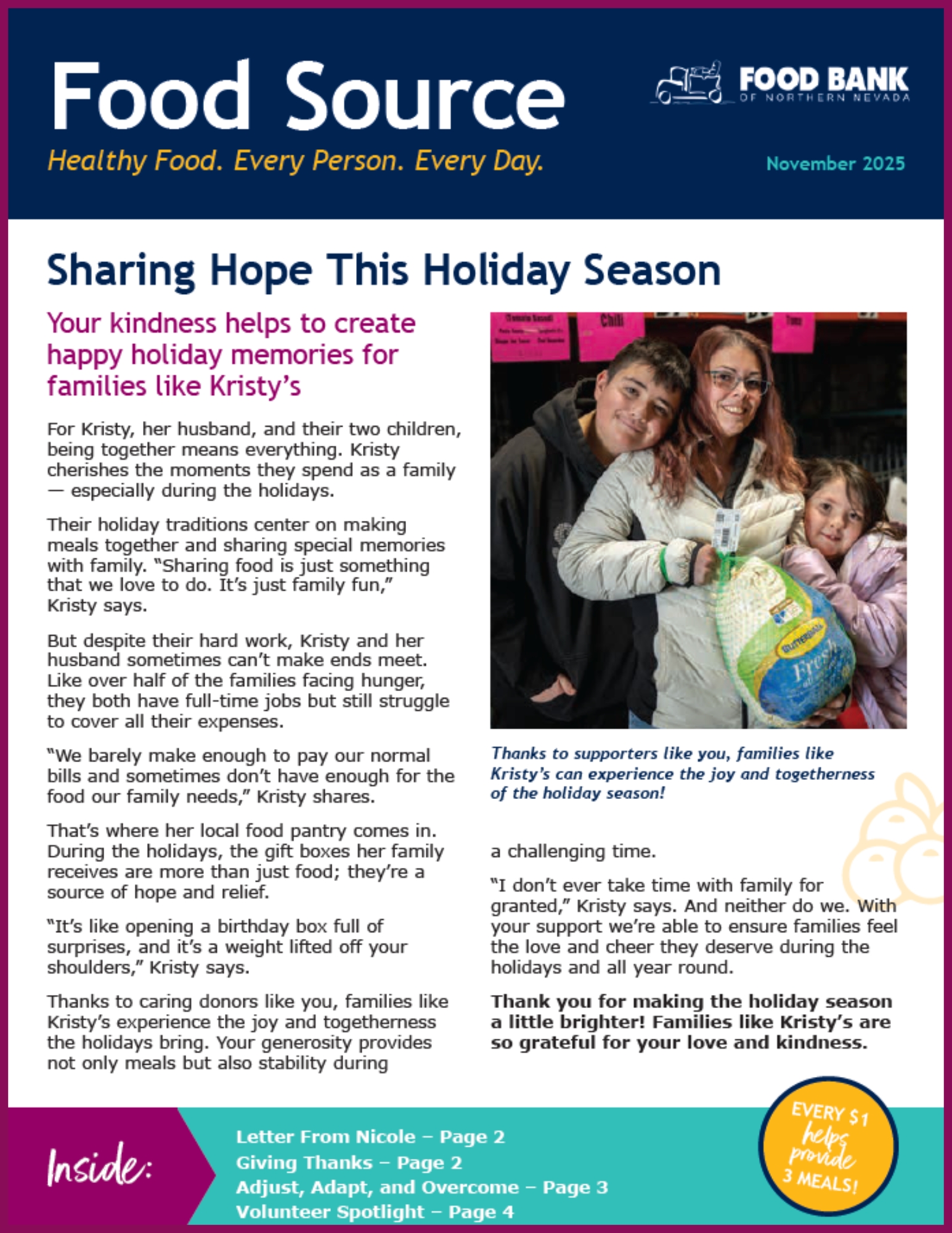 Holiday 2025 Food Source Newsletter | Food Bank of Northern Nevada