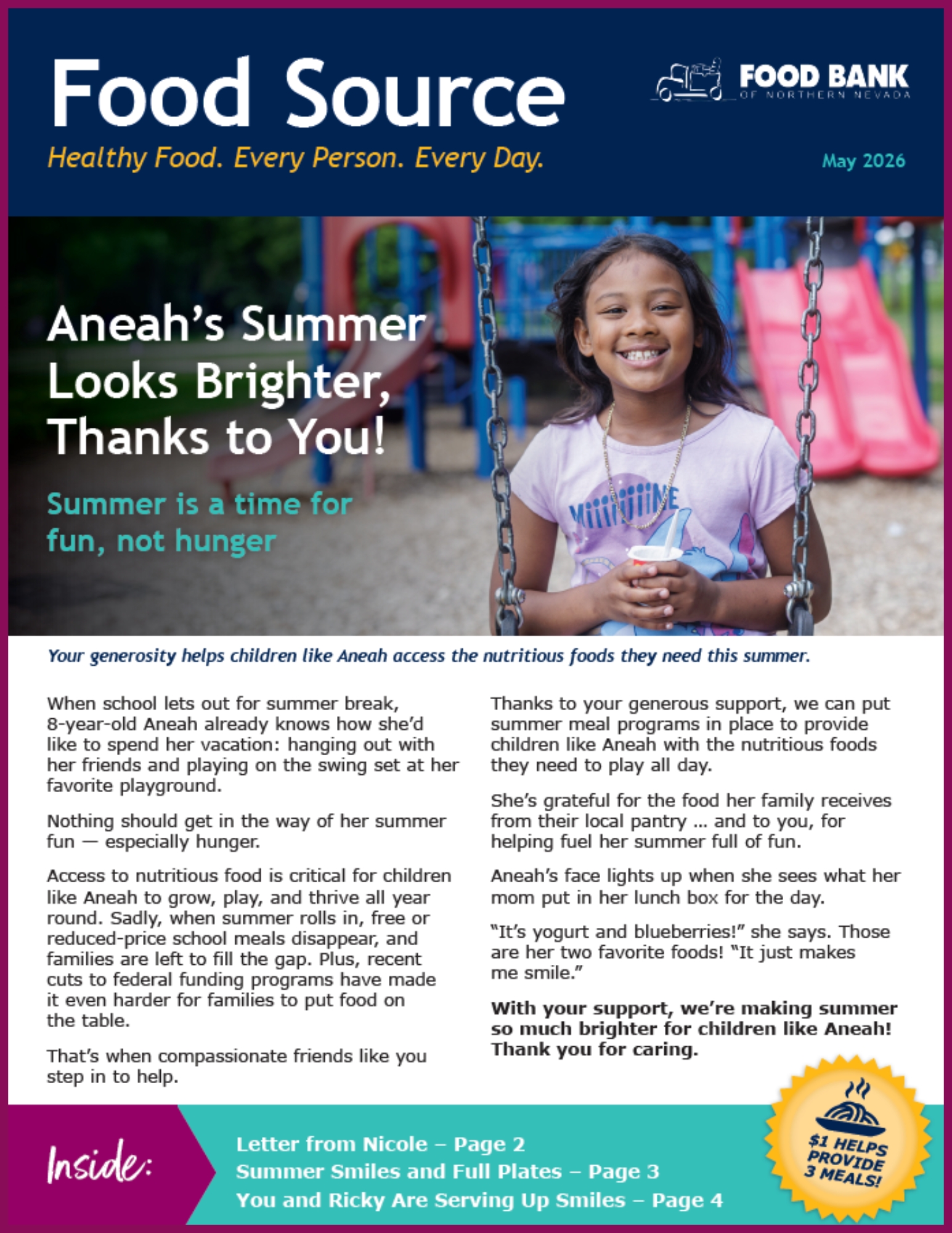 Summer 2026 Food Source Newsletter | Food Bank of Northern Nevada